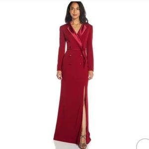 Adrianna Papell Red Crepe Tuxedo Gown
